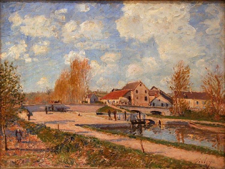 Alfred Sisley The Bourgogne Lock at Moret, Spring oil painting image
